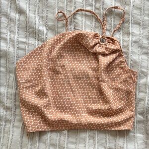 Abercrombie & Fitch Light Pink Coral Geometric Print Halter Top